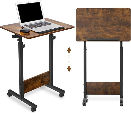 KOUPA Height Adjustable Mobile Standing Desk 16×24 in,360° Flip Desk Stand Desks Home Office Table Standing for Small Space Offices,Easy to Assemble(Adjustable Height: 32in-47in)
