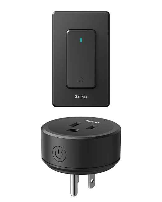 Zoiinet Remote Control Outlet Plug Switch, Buckle Design & Removable Wireless Light Switch, 300 ft, 1500W On Off Power Switch for Household Appliances, No Wiring No WiFi, Programmable, Black