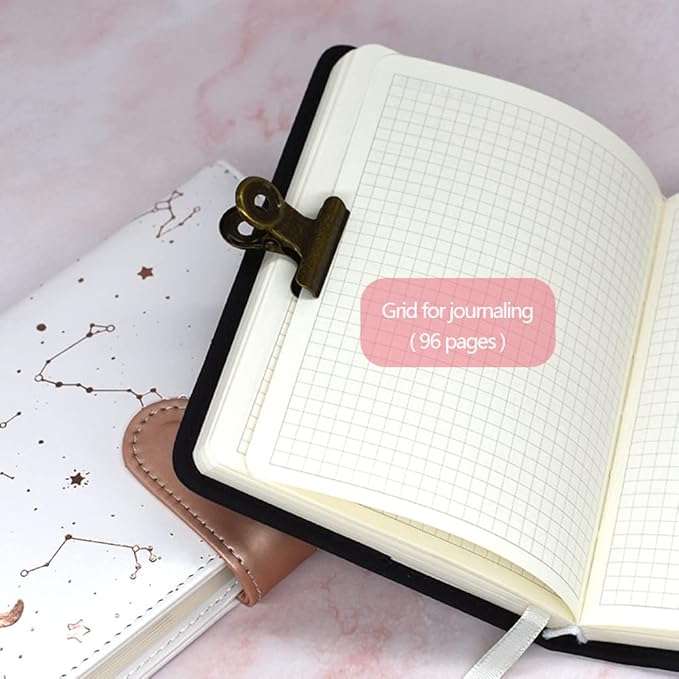 A6 Undated Daily Planner Starry Sky Journal Monthly & Daily Planner Small Diary Agenda, Self-filling Date, Soft Pu Leather Cover, Size 64K 4.1'' * 5.5'', Black