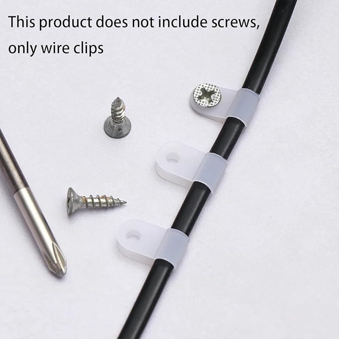 200 Pcs White Nylon R-Type Cable Clamp 3/8 Inch Cable Organizer Assortment Kit for Wire Management