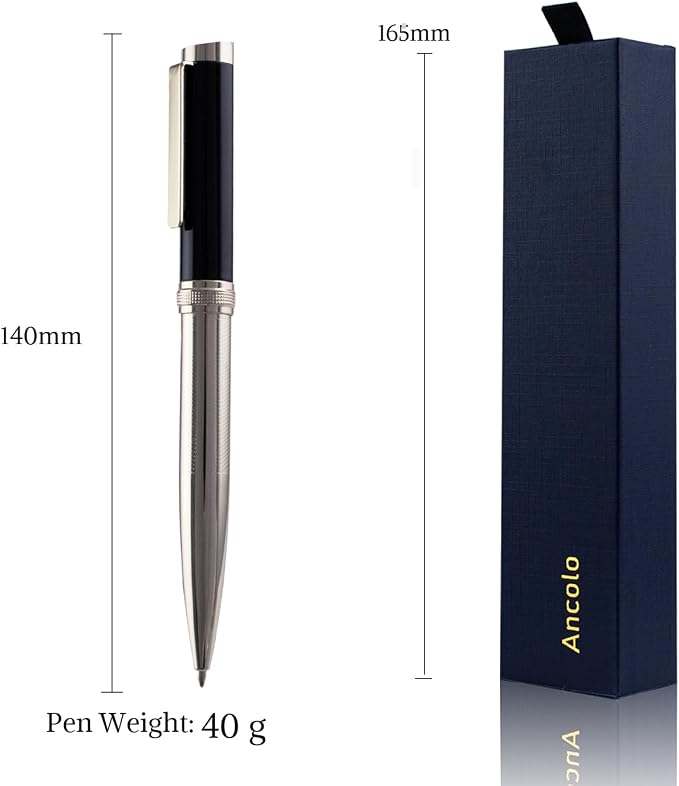 Ancolo Personalized Pens - Advertising Buesiness Gift Office Writing Set- Engraved with Your Message Name Company Team Name, Phone Number Perfect for Business Men 5 Pens/BOX