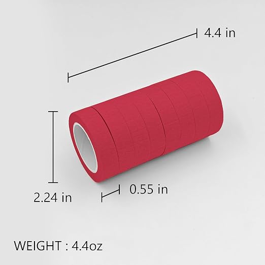 UMETDO 8PCS Colored Masking Tape - Red Painters Tape, Tape for Kids Art Supplies, Great for Crafts, Labeling, DIY Decorative, 1/2 Inch Colored Tape Rolls- Tiny Size