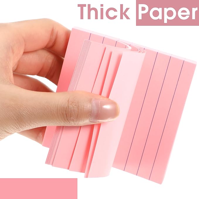 12 Pack Lined Sticky Notes 3x3 inch Post Ruled Stickies Super Self Stick Power Memo Pads Multi Colors Notes Pads Vintage Aesthetic School Office Supplies Accessories(Pink)