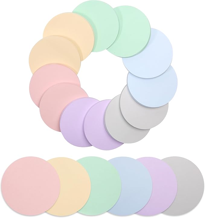 Mr. Pen- Round Sticky Notes, 12 Pads, 720 Sheets, Morandi Color, 2.8" x 2.8" Colorful Sticky Notes Bulk, Stocky Notes for Bible Journaling