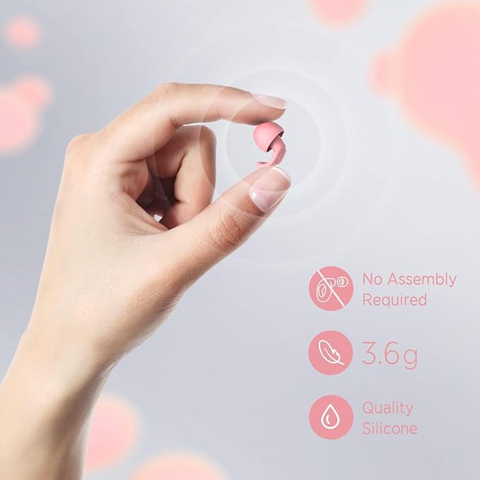 Reusable Ear Plugs for Sleeping Noise Cancelling, Perfect -30dB Hearing Protection EarPlugs in Flexible Silicone,Snoring Ear Plugs for Sleeping, Focus,Concert Ear Protection (Pink, Medium)
