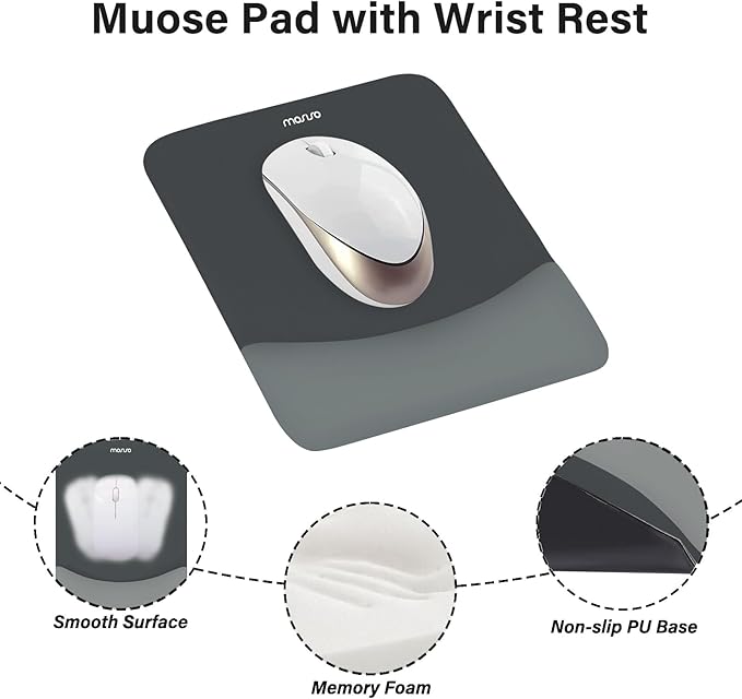 MOSISO Wrist Rest Support for Mouse Pad&Keyboard Set, Rectangular Ergonomic Mousepad Non-Slip Base Home/Office Pain Relief&Easy Typing Pad with Neoprene Cloth&Raised Silicone Lining, Slate Gray