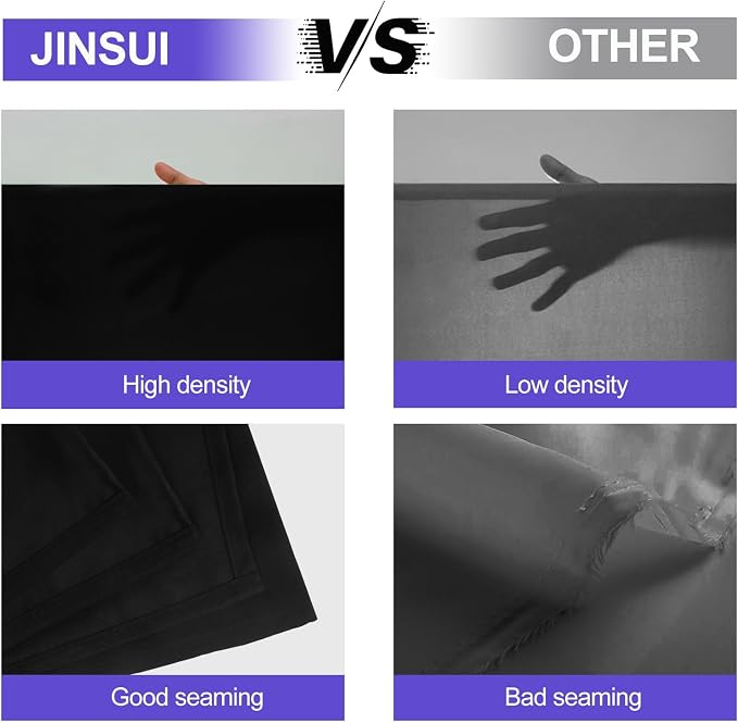 JINSUI Black Backdrop Photo Background Photography Photoshoot 10x20 ft | High-density fabric, large and thick, ideal for birthday party, portrait, video studio, durable and wrinkle-resistant.