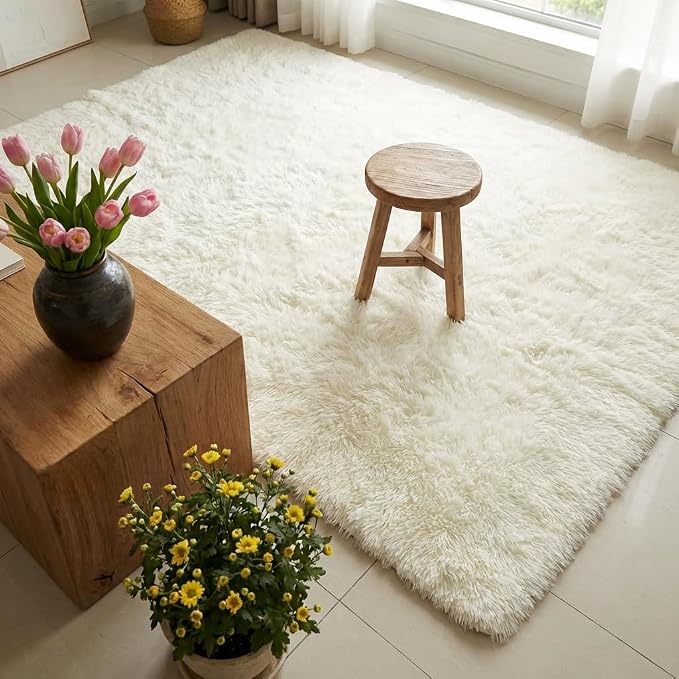 Mugorn Small Soft Shag Rugs for Bedroom, 4x6 Fluffy Area Rugs for Living Room