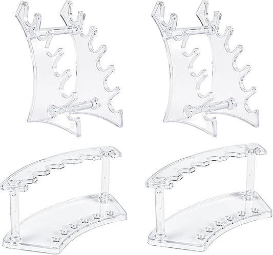 4Pcs Acrylic Pen Display Stand Clear Pen Holder for Desk, 6-Slot Plastic Pens Organizer Rack Beaded Pencil Holder Rest for Fountain Pens Marker Eyebrow Makeup Nail Brush