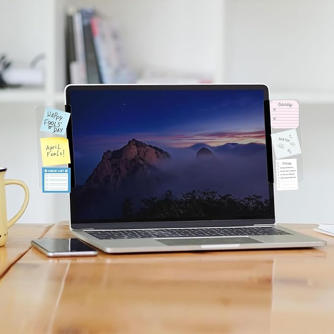 DOLLAR BOSS 5.5" x 3.1" Monitor Memo Board, 2 Pcs Clear Acrylic Office Desk Accessories Computer Screen Side Note Holder Transparent Message Board for Sticky Notes Reminders & Memos, Fits PC & Laptop