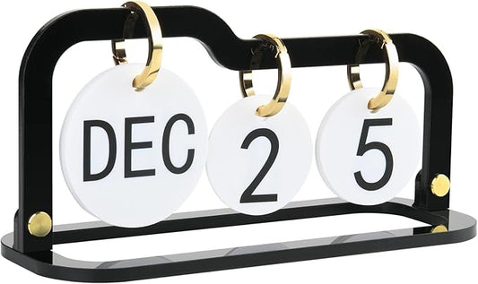 Acrylic Perpetual Desk Calendar 2026 Standing Flip, Vintage Desktop Flip Calendar with Acrylic Month Date Large Display Blocks, Daily Flip Calendar for Home Office Decor Desk Accessories