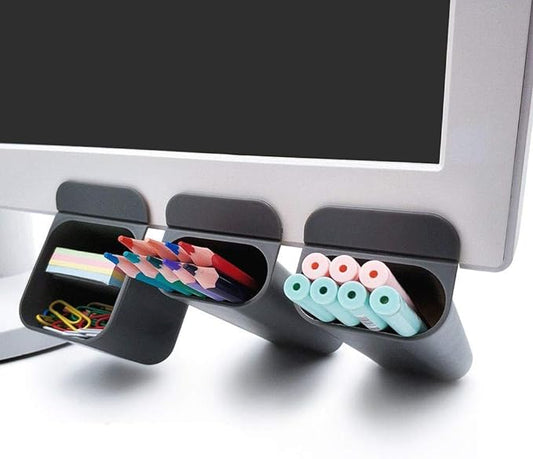 Goblin's Treasures New Creative DIY Screen Pen Pencil Holders Desktop Accessories Desk Organizers Containers Storage Bags-3 Pack,polypropylene (Gray)