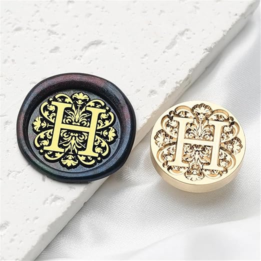 Flower Initial Alphabet H Wax Seal Stamp & Eucalyptus Love Sealing Stamp with Wax Stamp Brass Head Ideal for Wedding Invitations Gift Wrapping Christmas (Floral H)