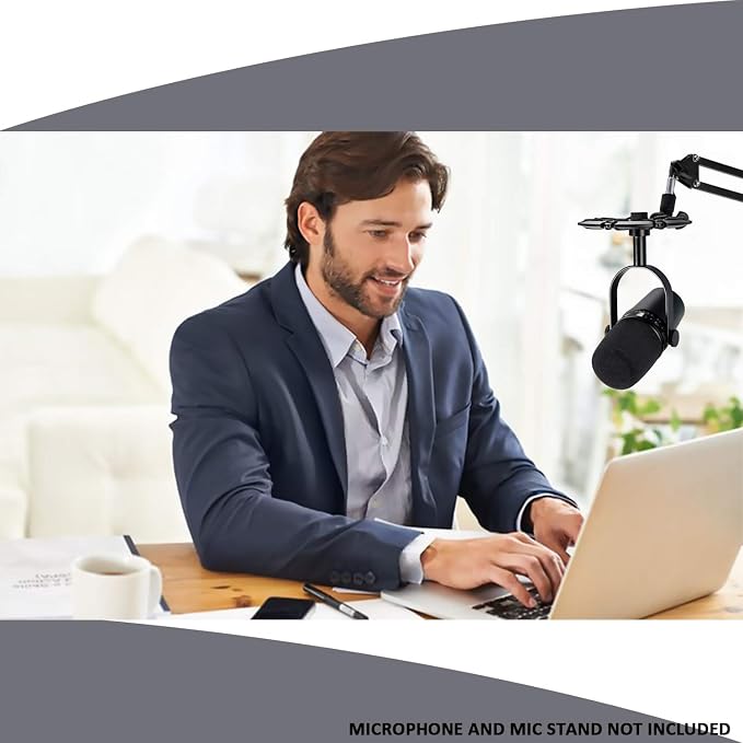MV7 Shock Mount with Pop Filter, Alloy Shockmount with Foam Windscreen Matching Mic Boom Arm Stand Compatible with Shure MV7 Mic by YOUSHARES
