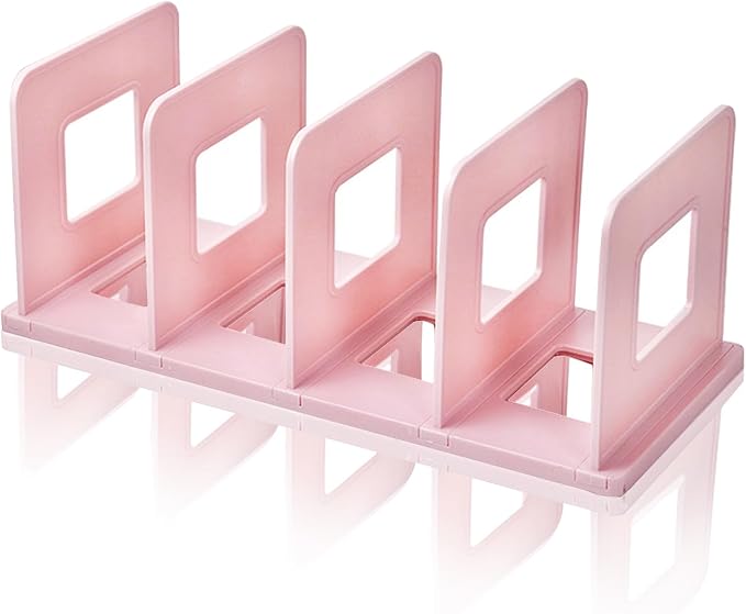 Lemical 4-Section Vertical Desk Organizer, Detachable Desktop File Sorter, Document & Magazine Holder for Office, Home, School & Dorm (Pink)
