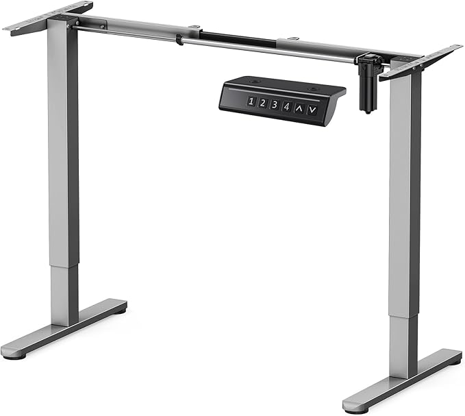 ErGear Electric Stand up Desk Frame,4 Memory Height Settings Height Adjustable Table Legs, Sit Stand Desk Frame Up to 47.2" , Ergonomic Standing Desk Base Workstation, Grey Frame Only