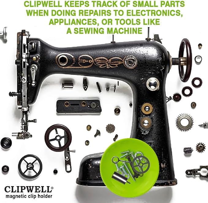 Clipwell Magnetic Paper Clip Holder - Easy Toss & Pick-Up - Holds Various Metal Parts - Powerful Sweep-Up Magnet - Ideal Locker Accessory & Home & Office Organizer - Lime Green
