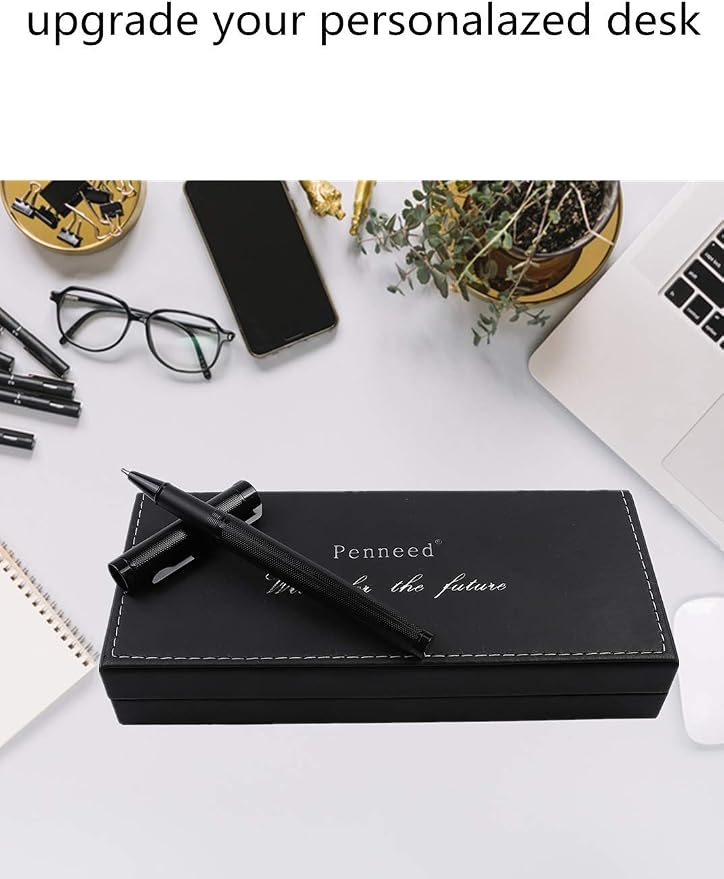 Pemmeed Rollerball Pen Liquid Ink Pens for Women Luxury Box Gel Pen Black Ink Fancy Pen Refillable for Executive Office,Professional,Birthday Nice Pens G8 (Black)