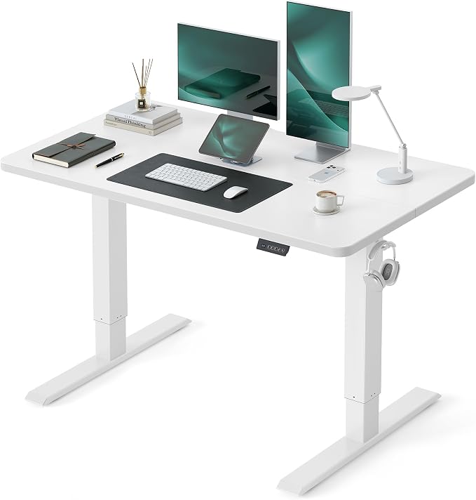 CubiCubi Standing Desk, 40 x 24 Inches Electric Height Adjustable Computer Desk, Sit Stand up Home Office Desk with Memory Presets, White