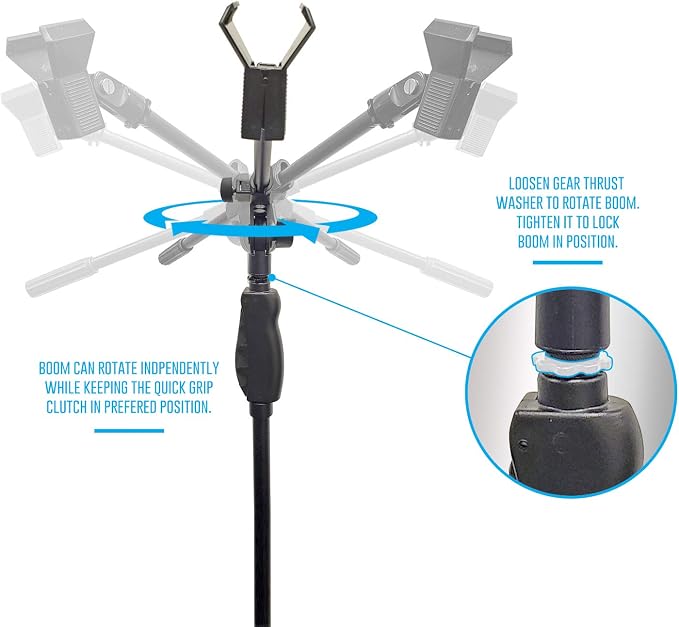 AxcessAbles Weighted Mic Stand Floor with Heavy Round Base, Quick Grip Height Adjustment - 74" Microphone Stand Include 33" Detachable Mic Boom Arm. Tall Microphone Stand for Singing (MS-201RB) 2-Pack