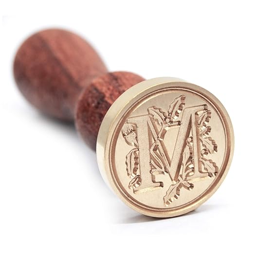 Medieval Initial Alphabet Wax Sealing Stamps, Brass Head Wooden Handle, for Thanksgiving Card/Envelope/Gift Wrap/Wedding Engagement Party Invitation - Letter M