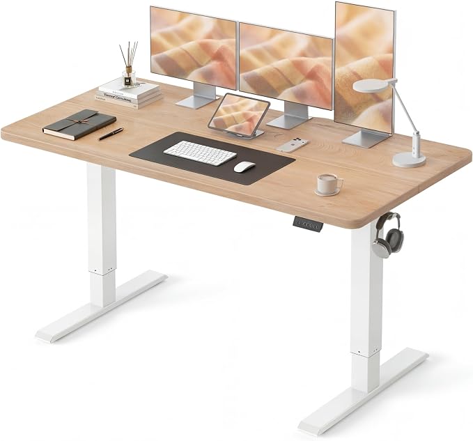 CubiCubi 55 x 24 Standing Desk, Height Adjustable Electric Computer Desk, Sit Stand up Home Office Workstations, Maple