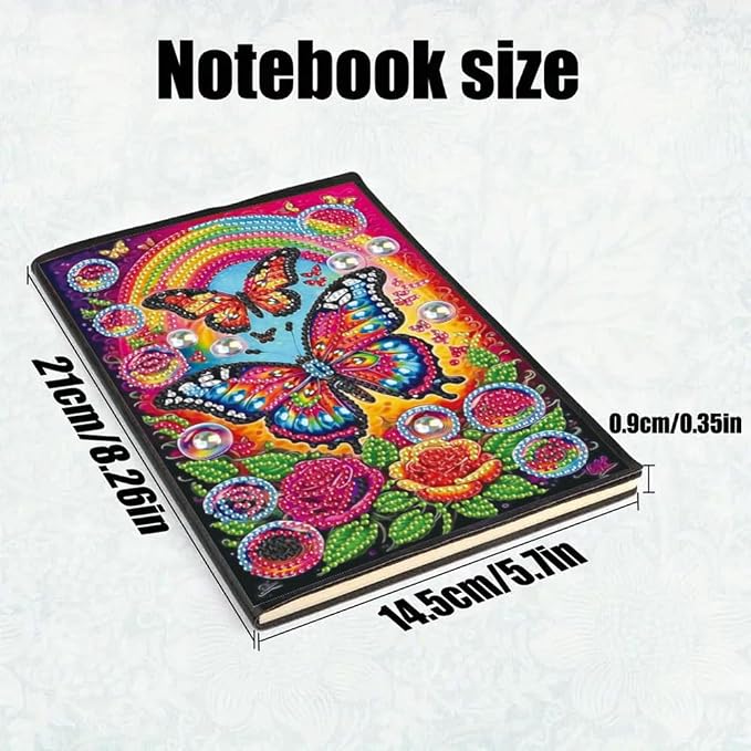 FRANDEK A5 50-Page DIY Butterfly Diamond Art Painting Notebook with Beautiful Patterns, Special Shaped Diamond Art Craft for Beginners Adults Gift