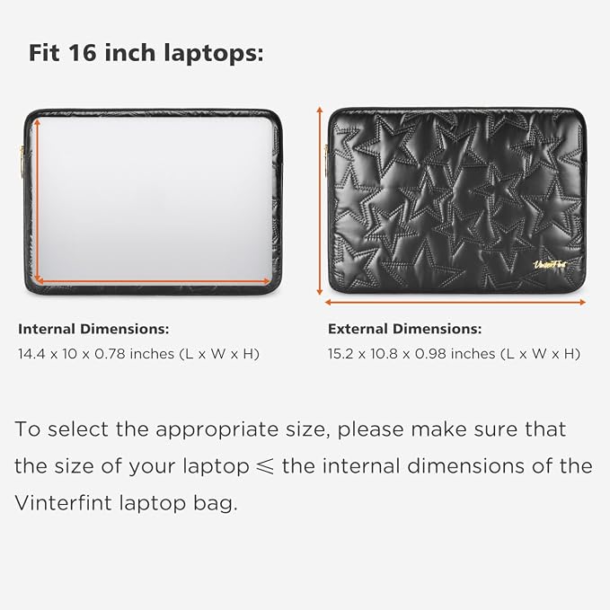 15 16 inch Laptop Sleeve Case for 15" MacBook Pro/Air M5 M4, 16" MacBook Pro M5 M4 Max, 15" Surface Laptop 6, 15" IdeaPad Slim 5i Gen 9 ｜ 3i Gen 8/9, 16" XPS 16, HP Laptop Bag Cover, Black