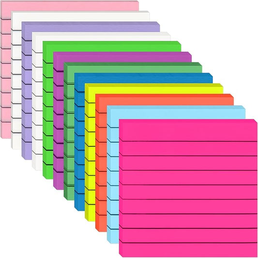600 Sheets Transparent Sticky Notes with Lines, 3x3 Inch Colorful Annotation Sticky Notes, Waterproof See Through Sticky Notes or School Supplies & Office, Small
