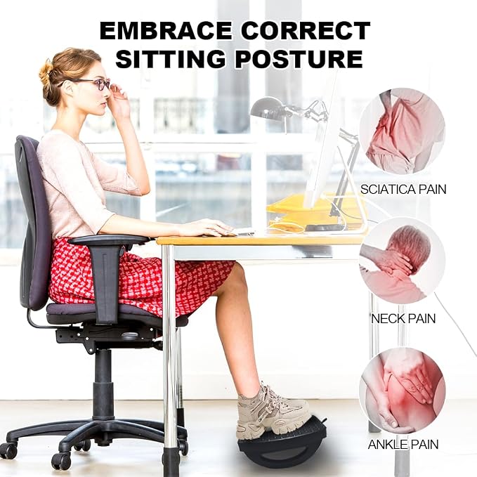 CasaZenith Under Desk Footrest, Foot Rest for Under Desk at Work, Ergonomic Foot Stool for Office Desks, Small Rocking Footrest with Massage Roller&Portable Handle, Leg Rest, 13" L x 9.2" W x 4.7" H