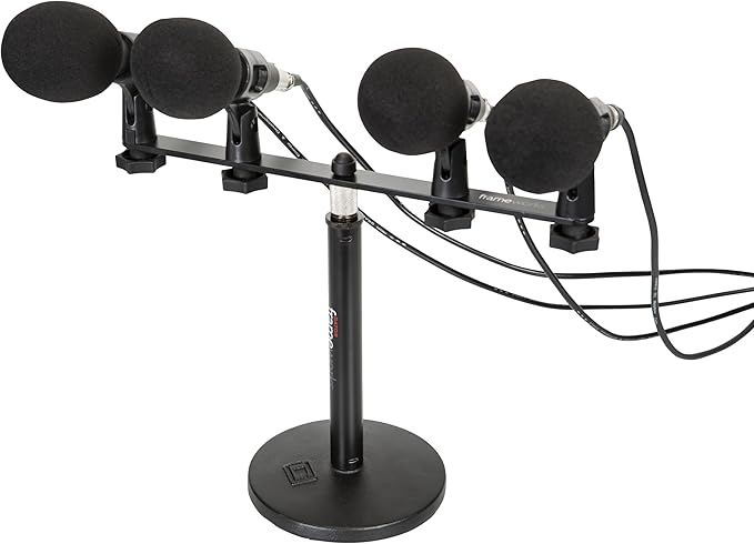 Gator Frameworks 1-to-4 Mic Mount Bar with Standard 5/8-Inch Thread Suitable for Most Microphone Stands Boom Arms (GFWMIC1TO4)