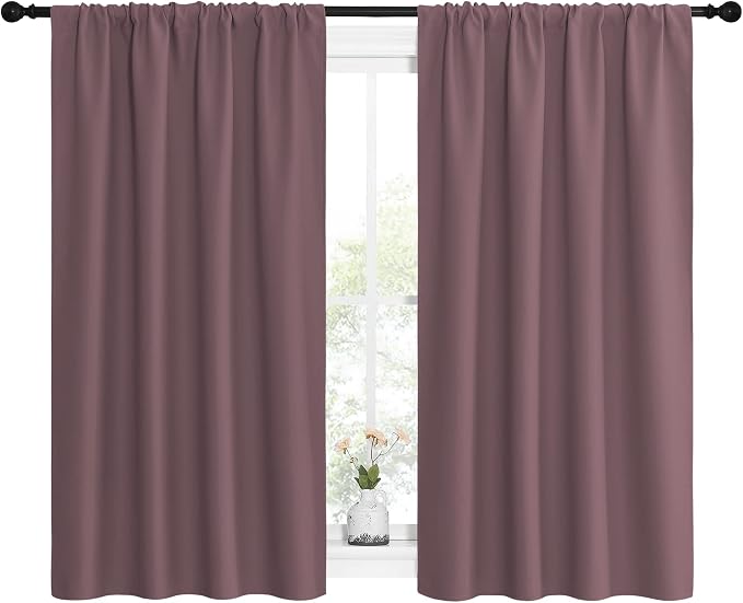 NICETOWN Kitchen Curtains, Short Blackout Curtains & Drapes, Home Decoration Privacy Thermal Insulated Curtains for Unicorn Theam Room (Dry Rose, 42" Wide, 54" Long, 2 PCs)
