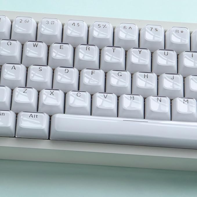 Tsungup Crystal Jelly White Keycaps, MDA Profile-Clear Translucent Jade Keycaps,130 Keys Shine Through Custom Key Caps Keyboard Keycap Set for 60%,65%,75%,100% Cherry MX Keyboard Mechanical