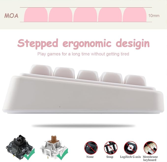 Tsungup MOA Keycaps,136 Keys Cute Ceramic Textured Custom Keycaps 60 75 Percent, Minimalist White Mac Keycap Set Key Caps Keyboard for Cherry Gateron MX Swithes Mechanical Keyboards(Translucent White)