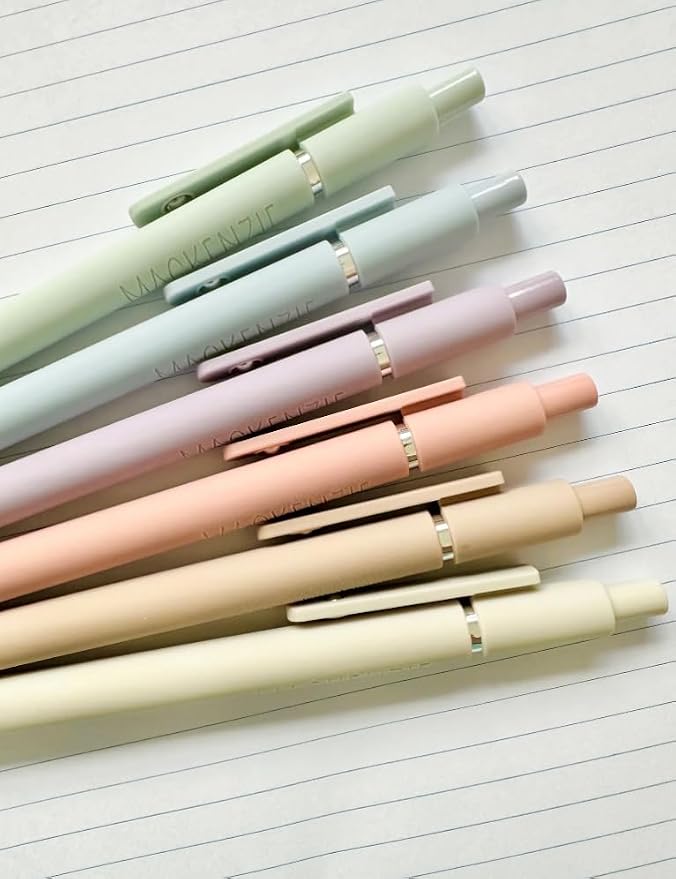 6-Pen Set | Motivational Mantras Soft-Touch Engraved Gel Pens｜Words of Empowerment Uplifting Affirmation for Her Graduation Birthday｜Office Supplies (Silver Pastel)