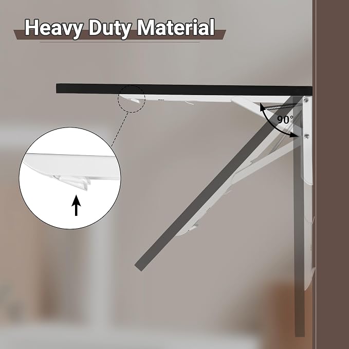 Neoaider Wall Mounted Folding Table 47.2”L x 19.7”W, Laundry Folding Table with Heavy Duty Metal Collapsible Shelf Brackets, Wall Mounted Desk Fold Down for Small Spaces, Black
