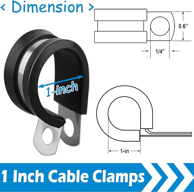 Magnetic Cable Clamps, 1 Inch Stainless Steel Cable Clamps, Rubber Cushioned Insulated Pipe Clamp, 4 Pcs Heavy Duty Magnetic Wire Holders, Magnetic Adel Clamp for Pipe Wire Cord Tube