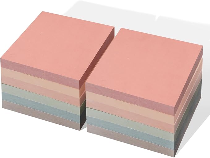 QILIMA Pastel Square Sticky Notes, 3" x 3", 12 Pads (100 Sheets/Pad) | Residue-Free Self-Adhesive Memo, Soft Pastel Colors, Smooth Writing for School, Office & Daily Planning Reminders