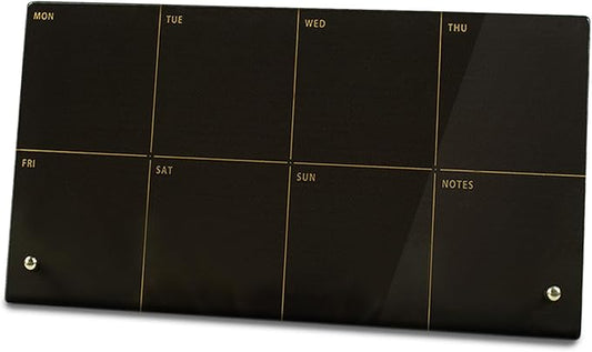 Black Acrylic Desktop Weekly Planner Whiteboard with Stand,Weekly Calendar Whiteboard for Desk-12 X6-Small,Dry Erase Weekly to Do List Board for Home Office School-ZMZL-B-1530