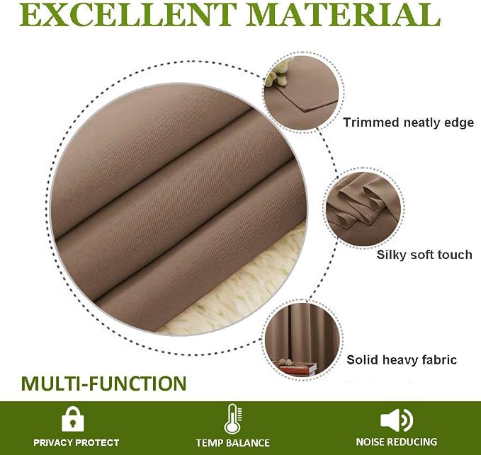 NICETOWN Blackout Blinds for Patio Door, Sliding Door Insulated Blackout Curtains, Extra Wide Curtain with Grommet Top for Villa/Hall/Parlor (Cappuccino, 70 inches W x 95 inches L)