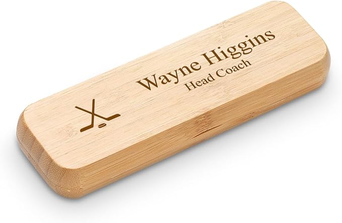 Executive Gift Shoppe | Hockey Themed Personalized Bamboo Pen and Box Set with Custom Engraving