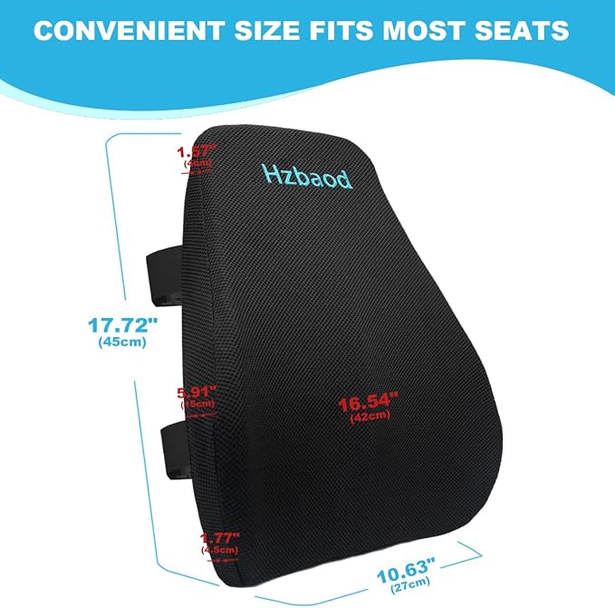 Ergonomic Memory Foam Lumbar Support Pillow - Ultimate Comfort for Office Chair, Car Seat, or Home Use - Breathable Mesh Cover, Adjustable Straps, Spine Alignment, Relieves Lower Back Pain