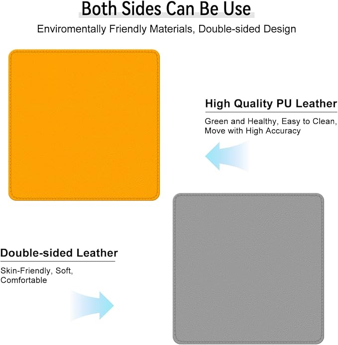 Dual Sided Leather Desk Mat - Waterproof Desk Pad - Ideal for Large Mouse Pad and Desk Mats on Top of Desks (Yellow, 11"*8")