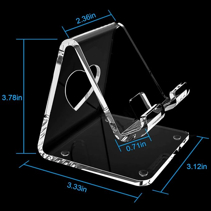 Crpich Acrylic Cell Phone Stand, Portable Phone Holder, Clear Phone Stand for Desk, Compatible with Phone16 15 14 13 Pro Max Mini 12 11 SE, Switch, Android Smartphone, Pad, Tablet, Desk Accessories