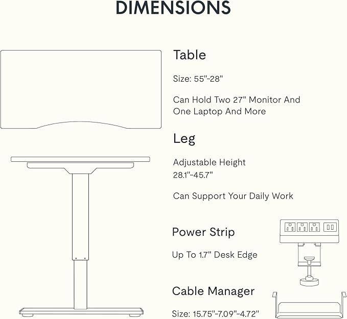 FLEXISPOT EN2 Whole-Piece Bamboo Standing Desk Clamp Power Strip, 55 x 28 Electric Stand Up Height Adjustable Desk with Cable Management (Grey Frame + 55" Bamboo Top, 2 Packages)