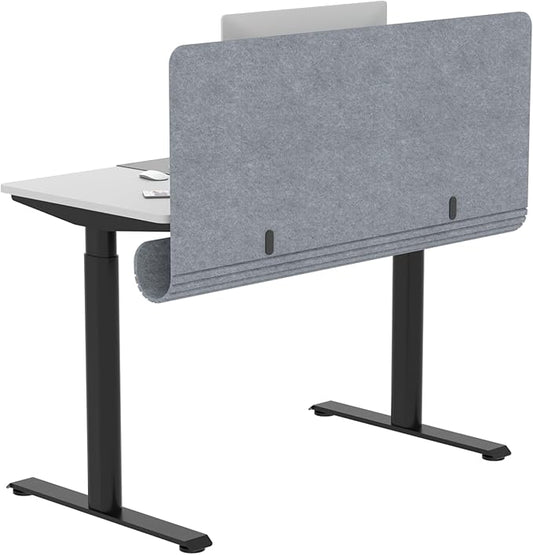 Desk Privacy Panel with Cable Management Tray, 47.2 x 22.5 inch Felt Desk Divider with Hidden Cord Organizer, Clamp or Screw Mount, Acoustic Partition for Office & Home
