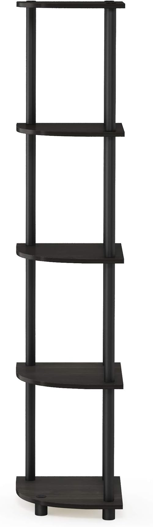 Furinno TURN-N-TUBE Corner Shelf, 5-Tier Corner Bookshelf, Open Storage Shelves, for Organization and Storage, Living Room, Home Office, Garage, Bedroom, Espresso