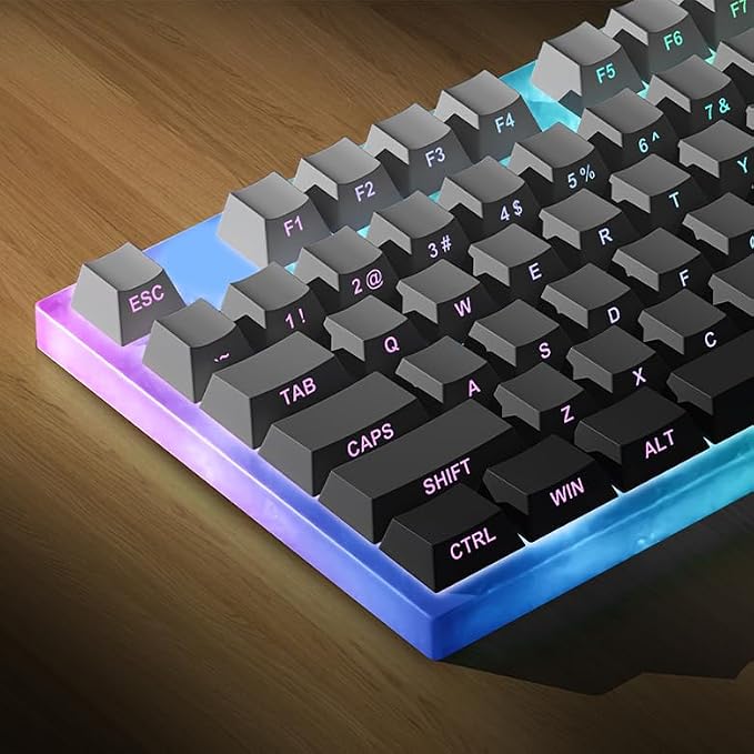 PBT Keycaps Side Print Key Cap Set, Double Shot Shine Through Custom Keycaps, Cherry Profile 133 Keys for Mechanical Keyboards Gradient Blue (Gradient Gray)