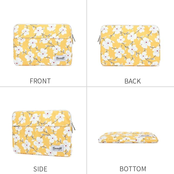 Canvaslife Pattern 13 inch Canvas Laptop Sleeve with Pocket 13 inch 13.3 inch Laptop 13 case13 Sleeve (Yellow Flower)