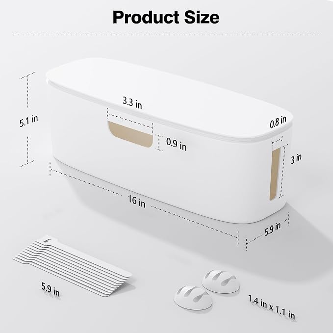Cable Management Box, Large Cord Organizer Box to Hide Power Strip | Under Desk Cable Management, TV Computer Wires Cable Organizer, Desk Cord Hider, Baby Proofs, for Home/Office